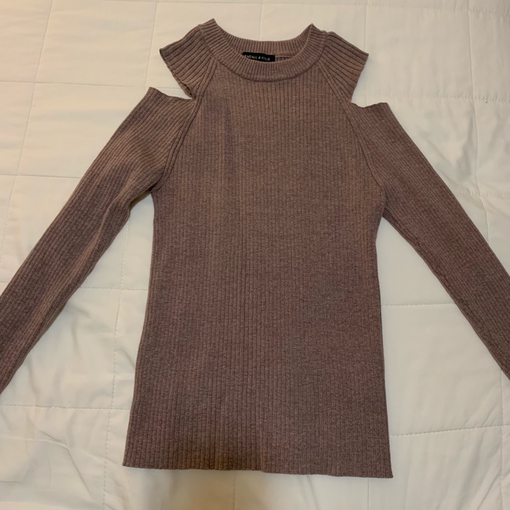 Purple/pink cold shoulder sweater